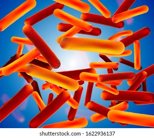 Realistic 3d Bacteria Cells Background. Probiotics detailed microorganisms under a microscope