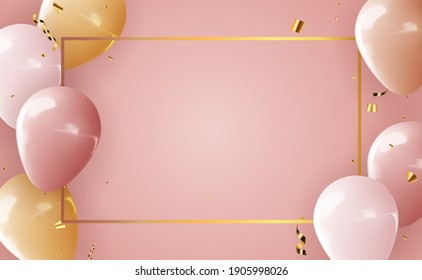 Realistic 3d balloon background for party, holiday, birthday, promotion card, poster. Vector Illustration