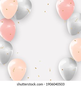 Realistic 3d balloon background for party, holiday, birthday, promotion card, poster. Vector Illustration