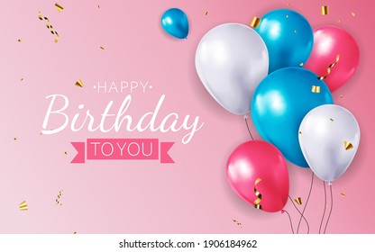Realistic 3d balloon background for party, holiday, birthday, promotion card, poster. Vector Illustration