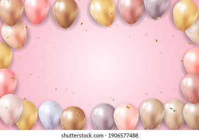 Realistic 3d balloon background for party, holiday, birthday, promotion card, poster. Vector Illustration