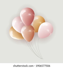 Realistic 3d balloon background for party, holiday, birthday, promotion card, poster. Vector Illustration