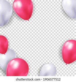 Antecedentes reales de globo 3d para fiesta, fiesta, cumpleaños, tarjeta de promoción, afiche. Ilustración vectorial
