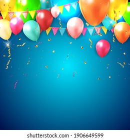 Realistic 3d balloon background for party, holiday, birthday, promotion card, poster. Vector Illustration