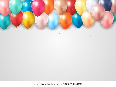 Realistic 3d balloon background for party, holiday, birthday, promotion card, poster. Vector Illustration