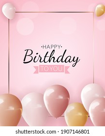 Realistic 3d balloon background for party, holiday, birthday, promotion card, poster. Vector Illustration