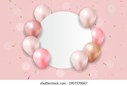 Realistischer 3D-Ballon-Hintergrund für Feier, Urlaub, Geburtstag, Promotion-Karte, Poster. Vektorgrafik