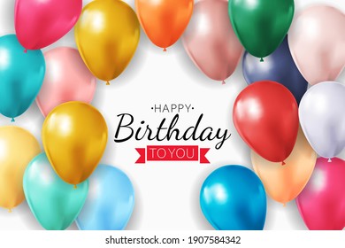 Realistic 3d balloon background for party, holiday, birthday, promotion card, poster. Vector Illustration