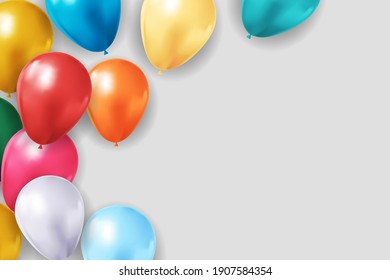 Realistic 3d balloon background for party, holiday, birthday, promotion card, poster. Vector Illustration