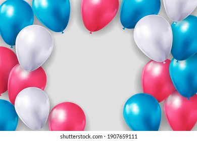 Realistic 3d balloon background for party, holiday, birthday, promotion card, poster. Vector Illustration