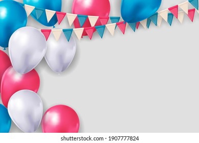 Realistic 3d balloon background for party, holiday, birthday, promotion card, poster. Vector Illustration