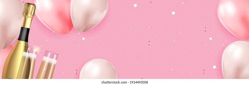 Realistic 3d balloon background for party, holiday, birthday, promotion card, poster. Vector Illustration
