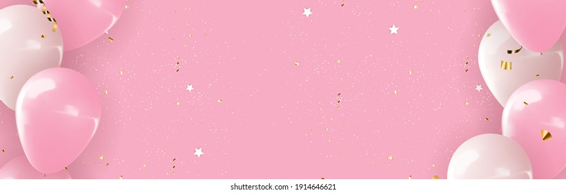 Realistic 3d balloon background for party, holiday, birthday, promotion card, poster. Vector Illustration