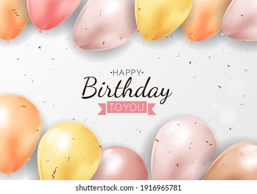 Realistic 3d balloon background for party, holiday, birthday, promotion card, poster. Vector Illustration