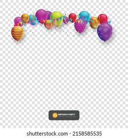Realistic 3d balloon background for party, holiday, birthday, promotion card, poster. Vector Illustration use as png