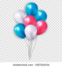 Realistic 3d balloon collection set on transparent background for party, holiday. Vector Illustration