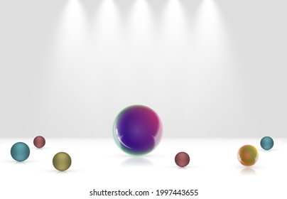 Bolas 3d realistas sobre fondo blanco para ilustración vectorial.