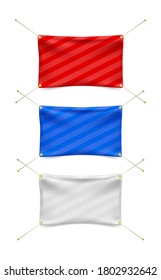 Realistic 3D Banner with Folds on White Background . Isolated Vector Elements