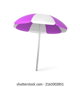 Realistic 3D beatch umbrella isolated on white background. Summertime object. Vector illustration.