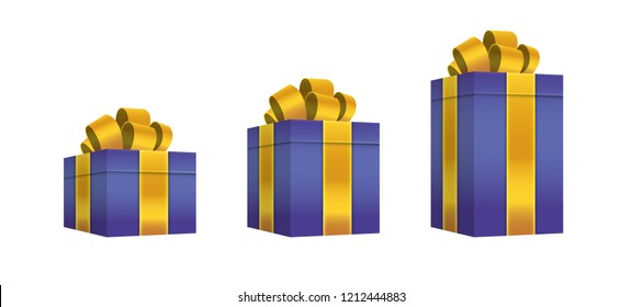 Realistic 3D Beautiful Gift box with colorful ribbons Wrap for Birthday or Christmas Celebration in White Background. Editable Vector Illustration.