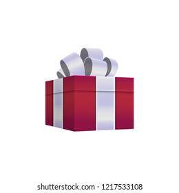 Realistic 3D Beautiful Gift box with colorful ribbons Wrap for Birthday or Christmas Celebration in White Background. Editable Vector Illustration.