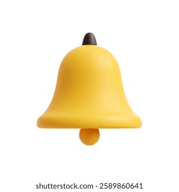 Realistic 3d bell icon with a matte finish on a plain white background vector illustration