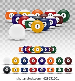 Realistic 3D Billiard Balls With Shadows. EPS10 Vector