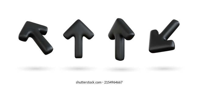 Realistic 3d black arrow vector object illustration 