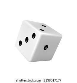 Realistic 3d With Black Dots Isolated On White Background. Pipped Dice With Rounded Corners. Die For Casino Craps, Table Or Board Games. Vector Illustration