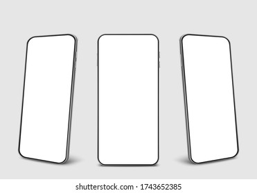 Realistic 3d Black Smartphone Mockup Isolated Stock Vector (Royalty ...