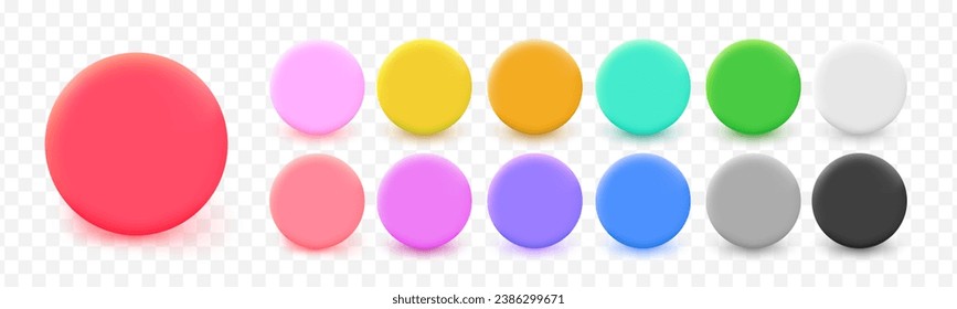 Realistic 3d blank circle set. Vector empty round button collection. Badge emblems