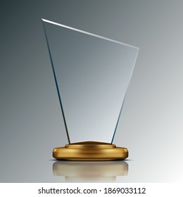 Realistischer 3D Blank Glass Trophy Award. EPS10-Vektorgrafik