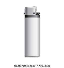 Realistic 3D Blank Merchandising Lighter Template Mockup Vector with White Background.