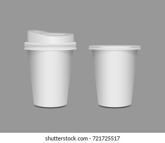 Realistic  3d blank paper coffee cup set of different size (small , medium , large) isolated on white background. Vector illustration 