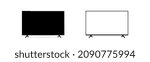 Realistic 3D blank TV screen. Empty tv frame with shadow - vector.