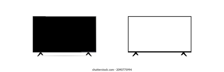 Realistic 3D Blank TV Screen. Empty Tv Frame With Shadow - Vector.