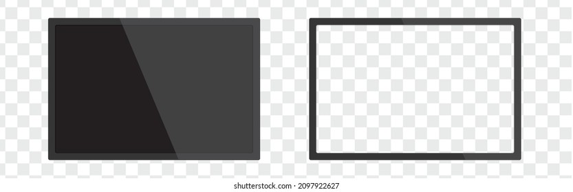 Pantalla de TV 3D en blanco realista. Televisión, pantalla moderna lcd, led, HD, 4k, 5k. Moderno panel de pared lcd. Plantilla de televisión en blanco. Marco tv vacío con sombra
