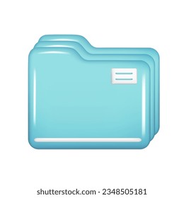 Realistic 3d blue closed folder. Decorative 3d management, file element, web symbol, paper icon, archive sign. Vector illustration isolated on white background