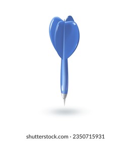 Realistic 3d blue dart isolated on white background. Vector illustration