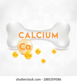 Realistic 3d bone with calcium and fluorine particles isolated on white background. Medical or healthcare concept. bone protection.