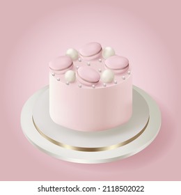 Realistic 3d cake with macaroons and beads