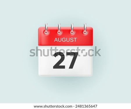 Realistic 3D calendar icon isolated on a light background. Vector illustration.