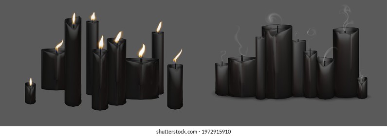 Realistic 3d candle, vector Christmas, church candles collection. Wax candle for birthday cake, anniversary, religion design.
