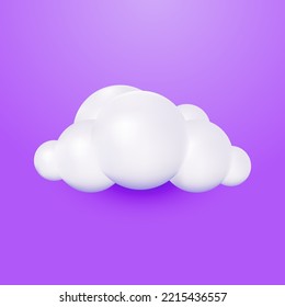 realistic 3d cartoon cloud isolated on purple background
