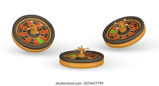 Realistic 3d casino game concept. Roulette wheel. Gambling concept. Vector illustration.