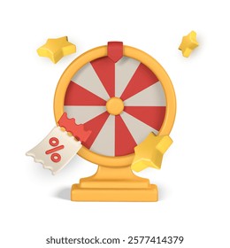 Realistic 3d casino game concept. Wheel of fortune. Gambling concept. Vector illustration.