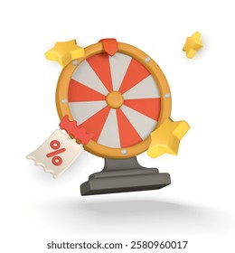 Realistic 3d casino game concept. Wheel of fortune. Gambling concept. Vector illustration.