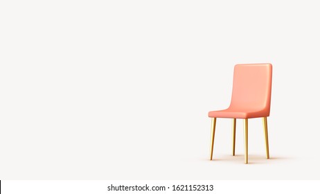 Realistic 3d chair isolated with shadow. Vector illustration