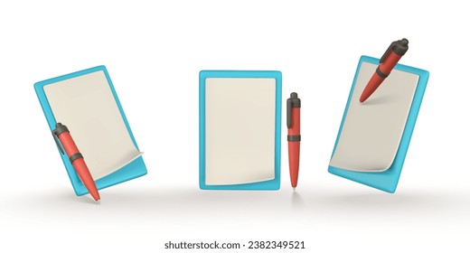 Realistic 3d check list on clip board. Clipboard with document. Business, office and education concept in cartoon style. Vector illustration.