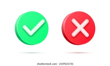 Realistic 3d Check Mark Right Wrong Stock Vector (Royalty Free ...